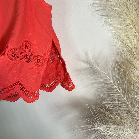 Tobi Orange Cotton Lace Detail Tank - Picture 5 of 7